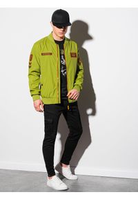Ombre Clothing - Kurtka męska przejściowa C485 - zielona - XL. Kolor: zielony. Materiał: poliester #6