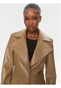 ROTATE Płaszcz przejściowy 1121422512 Brązowy Regular Fit. Kolor: brązowy. Materiał: skóra
