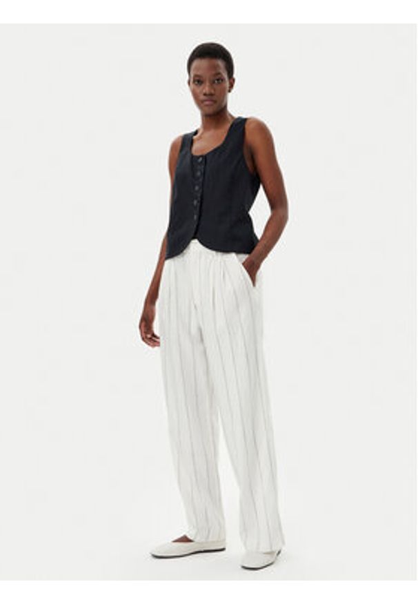 GAP - Gap Spodnie materiałowe 713998-01 Écru Wide Leg. Materiał: len