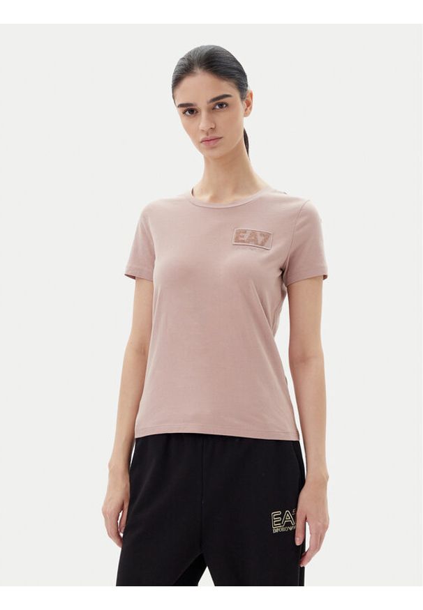 EA7 Emporio Armani T-Shirt 7W000492 AF10373 U4079 Różowy Regular Fit. Kolor: różowy. Materiał: bawełna