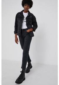 Answear Lab Kurtka jeansowa damska kolor czarny przejściowa. Okazja: na co dzień. Kolor: czarny. Materiał: jeans. Styl: wakacyjny #9