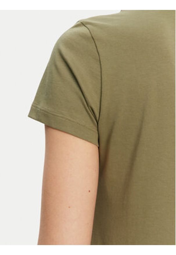 Lacoste T-Shirt TF9246 Khaki Slim Fit. Kolor: brązowy. Materiał: bawełna