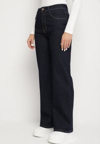 Born2be - Niebieskie Jeansy z Wysokim Stanem i Prostą Nogawką Hinattia. Okazja: na co dzień. Stan: podwyższony. Kolor: niebieski. Styl: casual, elegancki