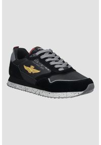 Aeronautica Militare - AERONAUTICA MILITARE Czarne sneakersy męskie, Rozmiar 41. Okazja: na co dzień. Kolor: czarny. Materiał: materiał #1