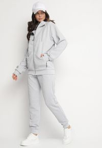 Born2be - Szary Komplet Dresowy Bluza z Kapturem i Joggery Rerialda. Kolor: szary. Materiał: dresówka #6
