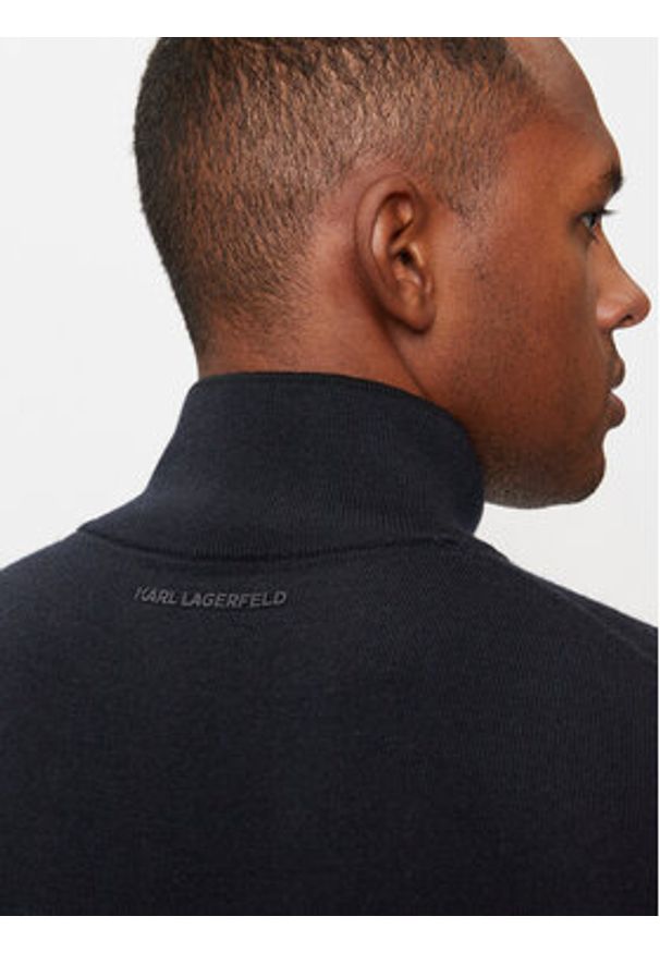 Karl Lagerfeld - KARL LAGERFELD Sweter 655008 544399 Granatowy Regular Fit. Typ kołnierza: dekolt w karo. Kolor: niebieski. Materiał: wełna
