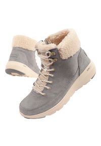 skechers - Buty zimowe sportowe damskie Skechers Glacial Ultra-Woodlands. Kolor: szary. Materiał: zamsz, skóra, futro. Szerokość cholewki: normalna. Sezon: zima. Model: Skechers Sport. Sport: turystyka piesza #1