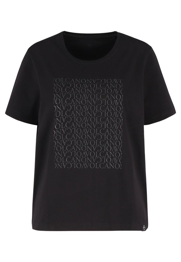 Volcano - T-shirt z nadrukiem, Comfort Fit, T-MESTI. Kolor: czarny. Materiał: bawełna, elastan, materiał, dresówka, włókno. Wzór: nadruk