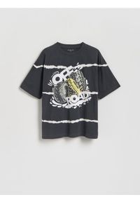 Reserved - Bawełniany t-shirt z nadrukiem - ciemnoszary. Kolor: szary. Materiał: bawełna. Wzór: nadruk #1