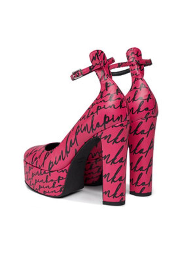 Pinko - PINKO Czółenka Puccini Mary Jane Platform Al 23-24 BLKS1 102011 A1D2 Różowy. Kolor: różowy. Materiał: skóra. Obcas: na platformie