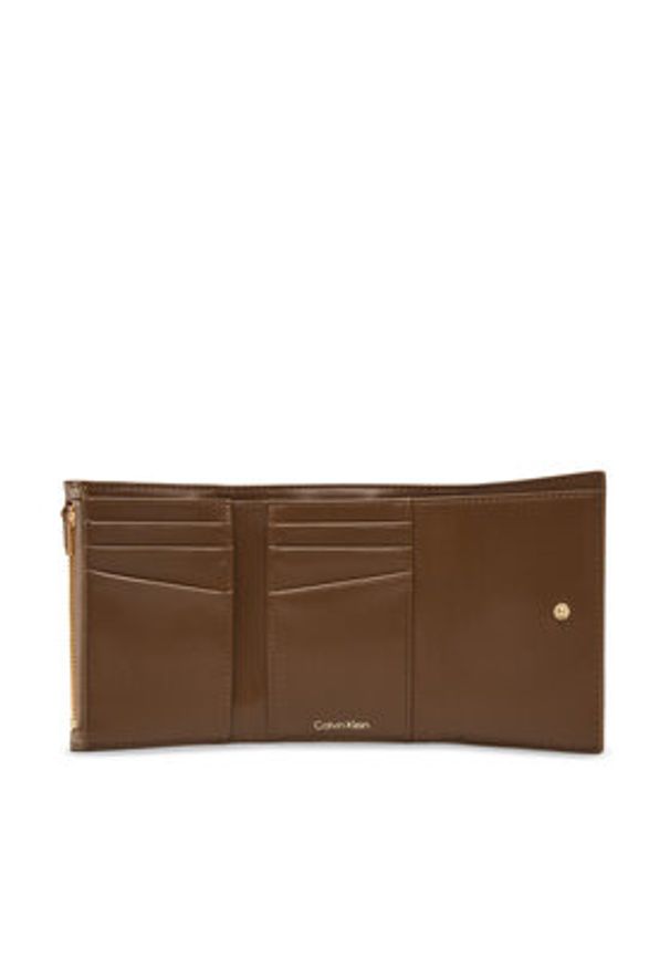 Calvin Klein Portfel Emblem Aop Trifold W/ Zip Pocket LV04F1118G Beżowy. Kolor: beżowy. Materiał: materiał
