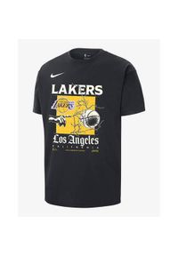 Koszulka sportowa męska Nike Los Angeles Lakers Courtside. Kolor: czarny. Długość rękawa: krótki rękaw. Długość: krótkie