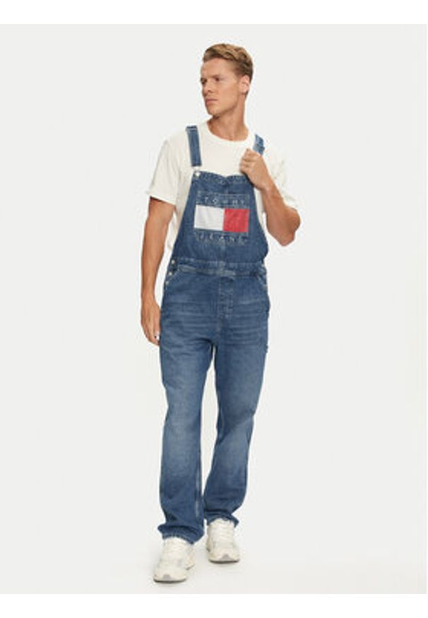 Tommy Jeans Ogrodniczki Ryan DM0DM20440 Niebieski Straight Fit. Kolor: niebieski