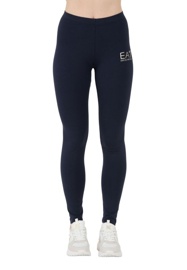 EA7 Emporio Armani - EA7 Granatowe damskie legginsy z małym logo, Rozmiar S. Kolor: niebieski