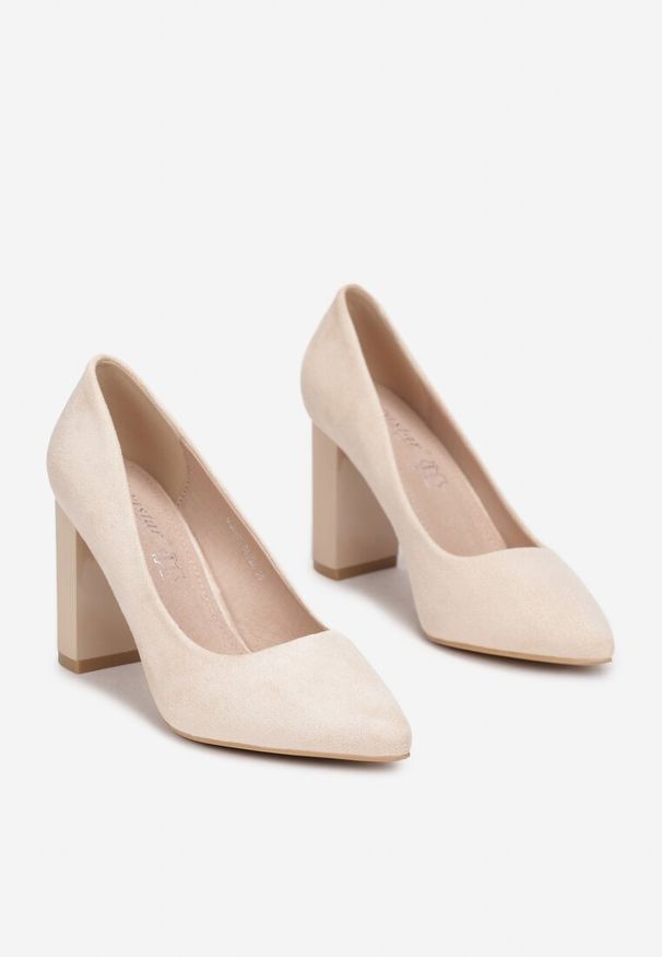 Born2be - Beżowe Czółenka na Wysokim Słupku ze Skórzaną Wkładką Nisho. Nosek buta: szpiczasty. Zapięcie: bez zapięcia. Kolor: beżowy. Materiał: skóra. Obcas: na słupku. Styl: elegancki