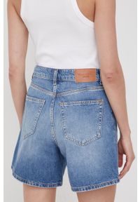 Marc O'Polo szorty jeansowe DENIM damskie gładkie high waist. Stan: podwyższony. Kolor: niebieski. Materiał: denim, jeans. Wzór: gładki