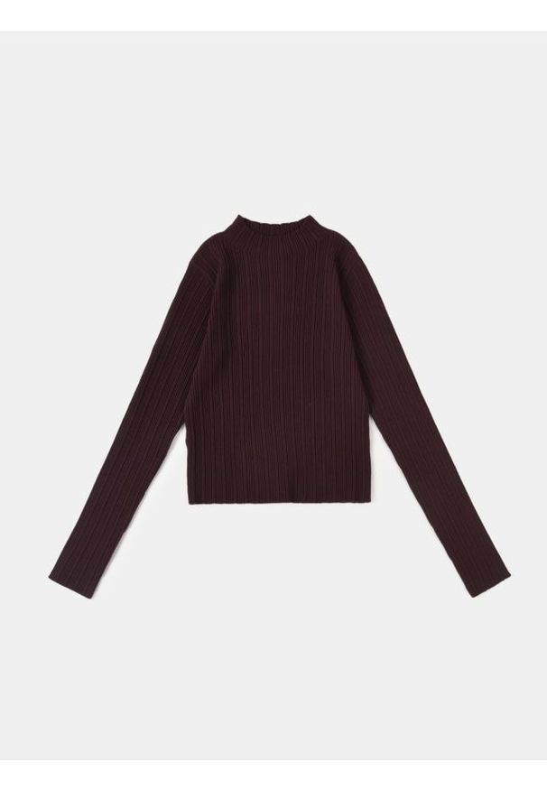 Sinsay - Prążkowany golf - bordowy. Typ kołnierza: golf. Kolor: czerwony. Materiał: prążkowany