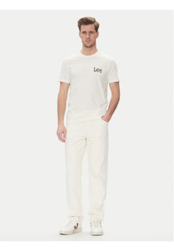 Lee T-Shirt Medium Wobbly 112364535 Biały Regular Fit. Kolor: biały. Materiał: bawełna