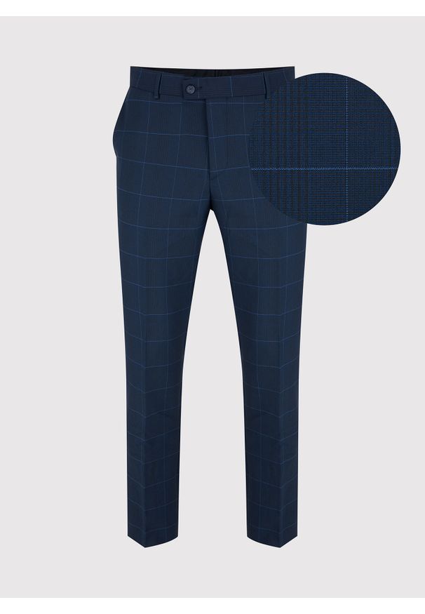 Pako Lorente - PAKO LORENTE – Granatowe spodnie garniturowe P22SF-6G-014-G-S. Kolor: niebieski. Materiał: poliester, wiskoza, elastan. Styl: elegancki