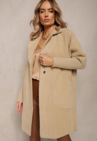Renee - Beżowy Płaszcz z Bawełną Oversize Brumisia. Kolor: beżowy. Materiał: bawełna. Długość rękawa: długi rękaw. Długość: długie. Sezon: jesień, zima #3