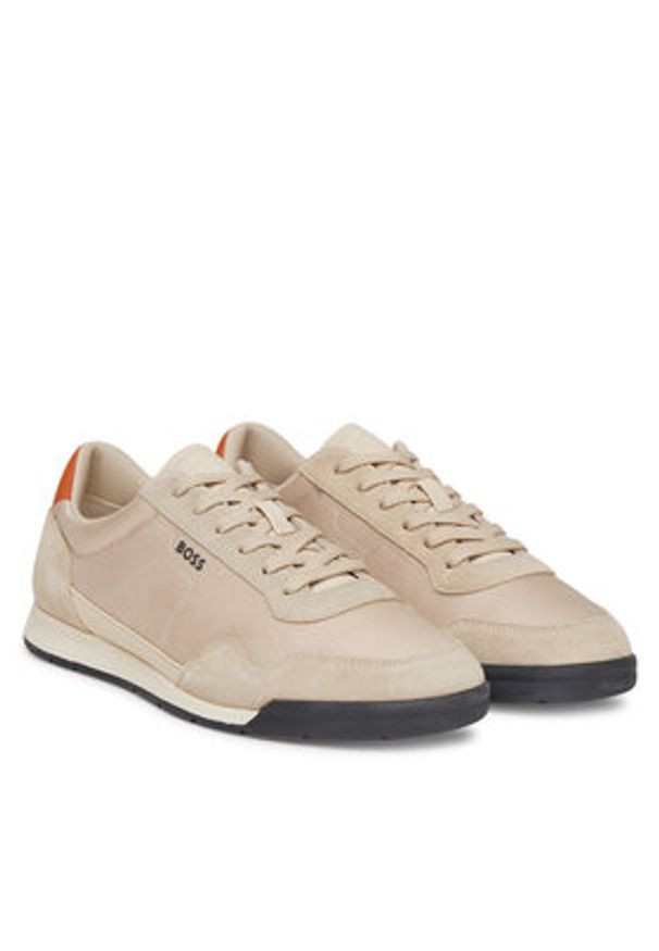 BOSS Sneakersy Titanium 50536524 Beżowy. Kolor: beżowy. Materiał: zamsz, skóra