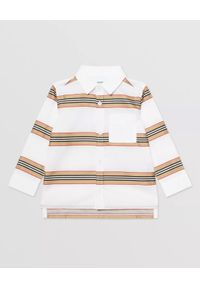 BURBERRY CHILDREN - Bawełniana koszula w paski 0-2 lat. Kolor: biały. Materiał: bawełna. Długość rękawa: długi rękaw. Długość: długie. Wzór: paski. Sezon: lato #1