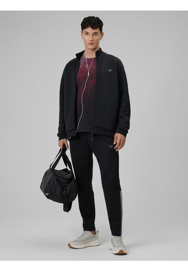4f - 4F Spodnie treningowe szybkoschnące męskie - czarne XL. Kolor: czarny. Materiał: skóra. Sport: fitness
