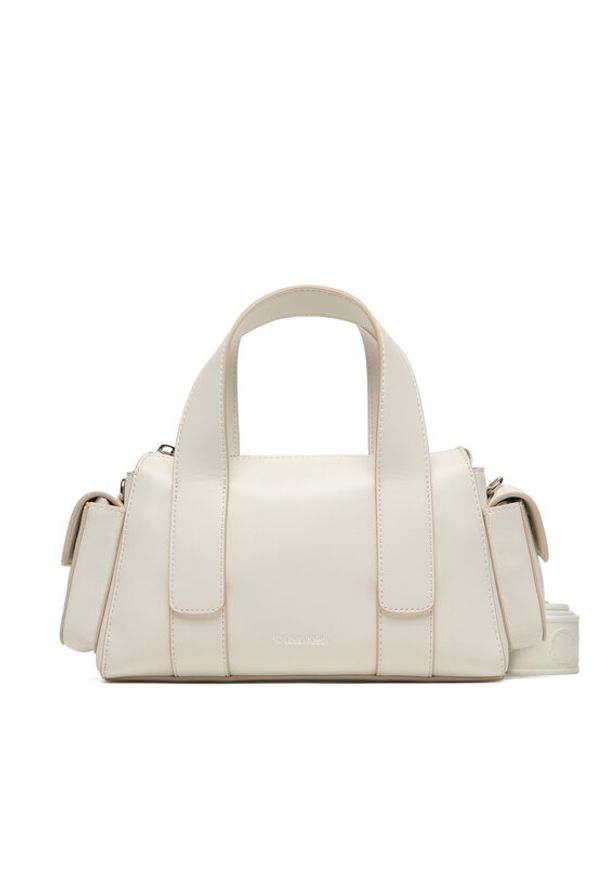 Calvin Klein Torebka Webbing Strap Pocket Bag LV04F3291G Biały. Kolor: biały. Materiał: skórzane