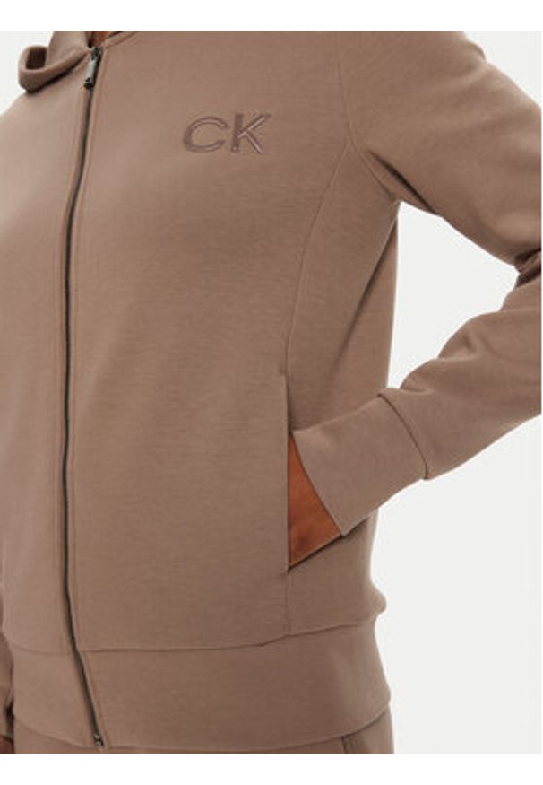 Calvin Klein Bluza Satin K20K207955 Beżowy Regular Fit. Kolor: beżowy. Materiał: bawełna, syntetyk