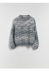 Reserved - Sweter z obniżoną linią ramion - szary. Kolor: szary. Materiał: dzianina