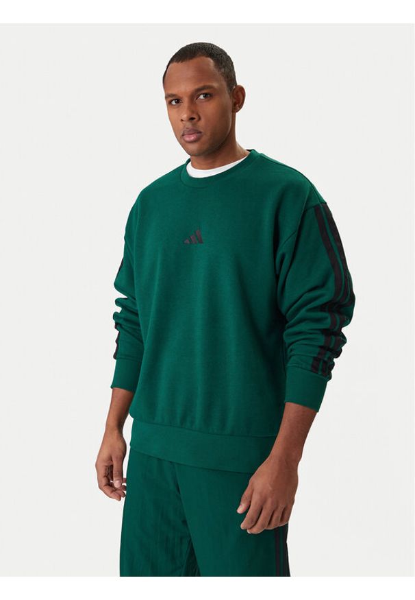 Adidas - adidas Bluza Essentials 3-Stripes JE6306 Zielony Regular Fit. Kolor: zielony. Materiał: bawełna