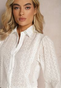 Renee - Biała Koszula z Haftowanej Tkaniny w Stylu Boho Perphone. Kolor: biały. Materiał: tkanina. Wzór: haft. Sezon: lato, wiosna. Styl: boho #3