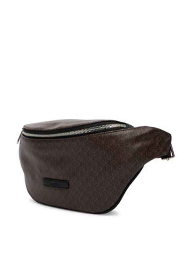 Calvin Klein Nerka Emblem Aop Coated Waistbag LV04D3135G Brązowy. Kolor: brązowy. Materiał: skóra