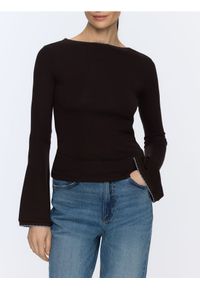 Reserved - Longsleeve z modalem - ciemnobrązowy. Kolor: brązowy. Materiał: dzianina, bawełna. Długość rękawa: długi rękaw #1