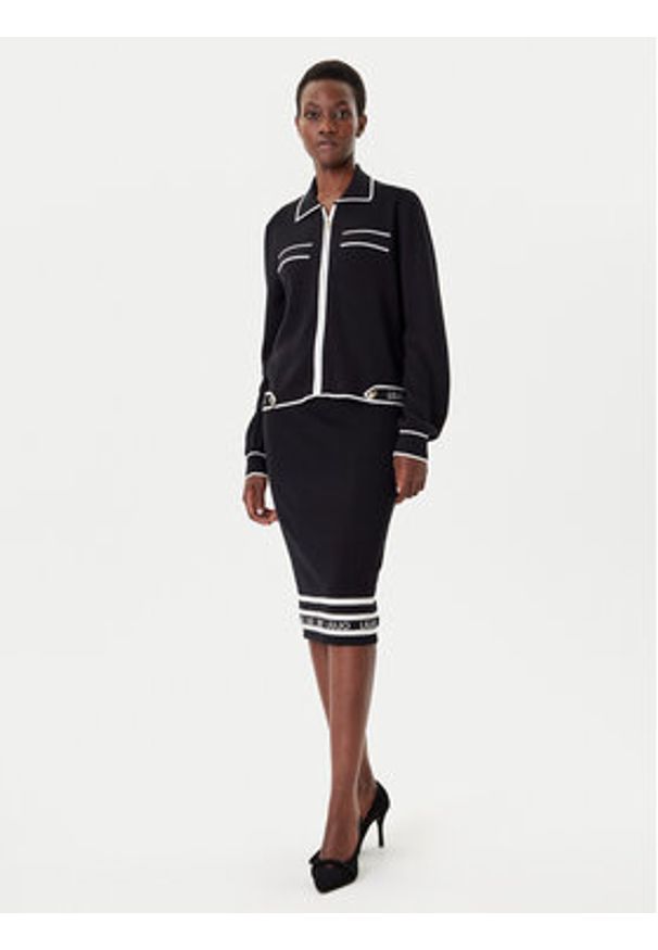 Liu Jo Sport Kardigan TF5250 MS59L Czarny Regular Fit. Kolor: czarny. Materiał: wiskoza. Styl: sportowy