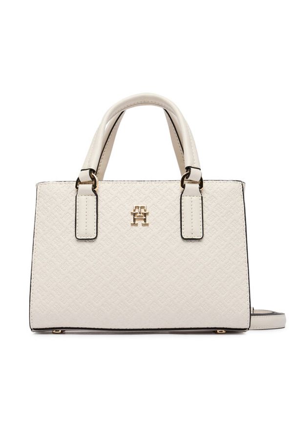 TOMMY HILFIGER - Tommy Hilfiger Torebka Th Daily Mini Tote Mono AW0AW18416 Biały. Kolor: biały. Materiał: skórzane