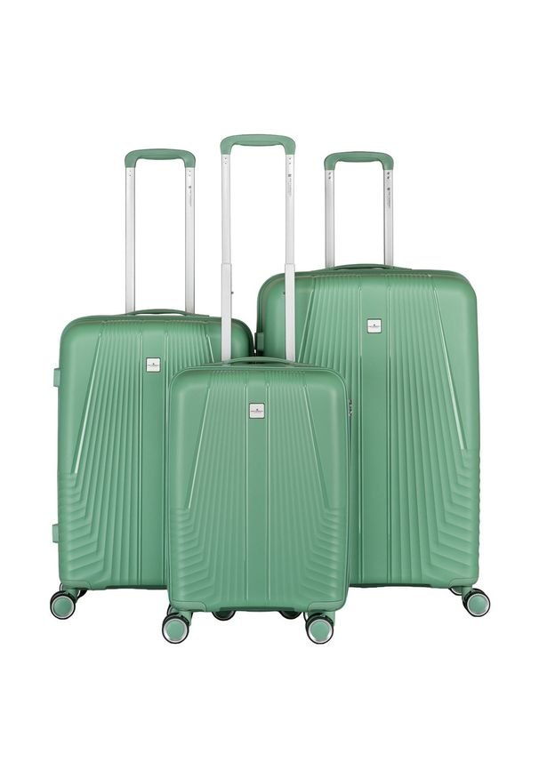 Zestaw walizek podróżnych z tworzywa ABS w zielonym kolorze Peterson PTN PP-09-SET3. Kolor: zielony