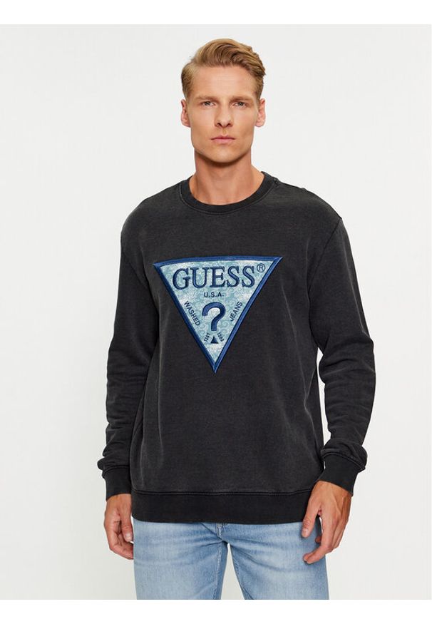 Guess Bluza M3BQ27 KBY31 Czarny Regular Fit. Kolor: czarny. Materiał: bawełna