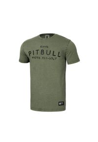 PITBULL - Koszulka męska Pitbull Denim Washed Bravery. Kolor: wielokolorowy, czarny, zielony. Materiał: denim