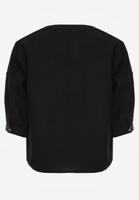 Born2be - Czarna Bluzka Ozdobiona Guzikami i Haftowanymi Kwiatami Delmana. Okazja: na co dzień. Kolekcja: plus size. Kolor: czarny. Materiał: materiał, tkanina. Wzór: kwiaty, haft, aplikacja. Sezon: lato. Styl: casual, klasyczny #3