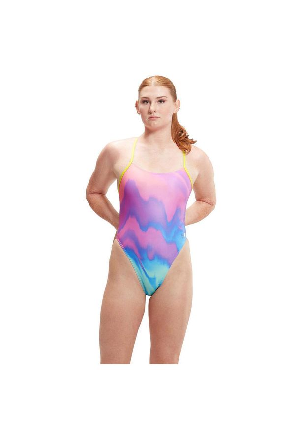 Strój Kąpielowy Speedo Tie Back Pastel Ripples – Różowo/Niebieski - Rozmiar 38. Kolor: różowy