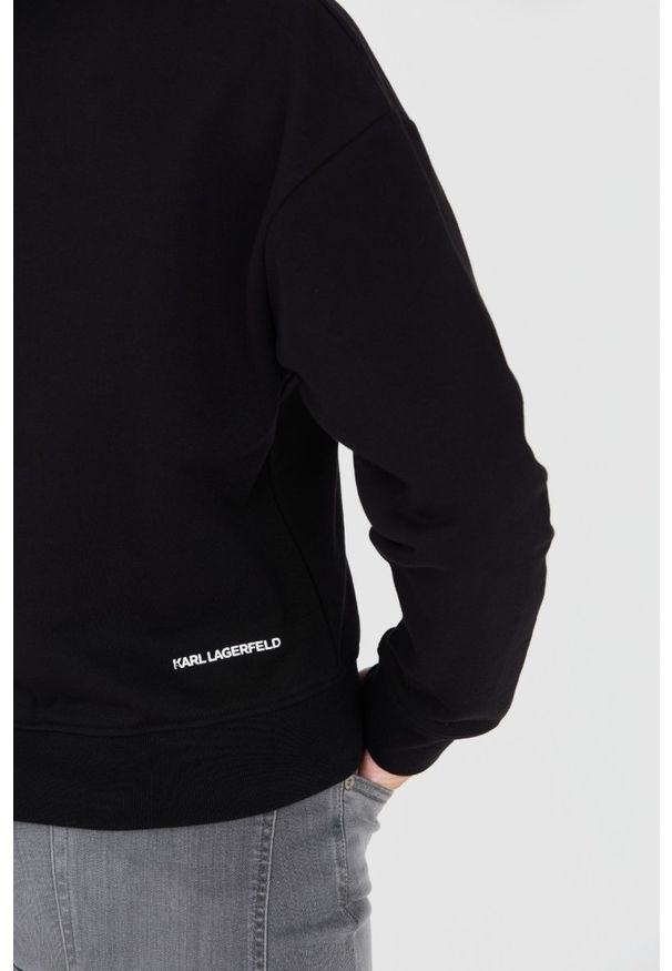 Karl Lagerfeld - KARL LAGERFELD Czarna damska bluza z kapturem Ikonik, Rozmiar XS. Typ kołnierza: kaptur. Kolor: czarny