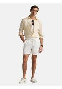 Polo Ralph Lauren Koszula 710968915005 Beżowy Slim Fit. Typ kołnierza: polo. Kolor: beżowy. Materiał: len
