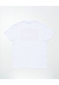 DSQUARED2 KIDS - Biały t-shirt z czerwonym nadrukiem 8-16 lat. Kolor: biały. Materiał: bawełna. Długość rękawa: krótki rękaw. Wzór: nadruk. Sezon: lato. Styl: klasyczny