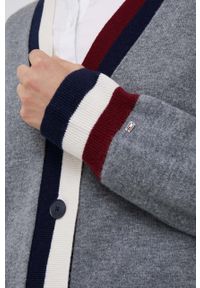 TOMMY HILFIGER - Tommy Hilfiger kardigan wełniany kolor szary lekki. Kolor: szary. Materiał: wełna #2
