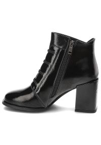 Czarne Botki Lakierowane Filippo Eleganckie Buty Damskie. Okazja: na co dzień. Kolor: czarny. Materiał: lakier. Sezon: jesień. Obcas: na obcasie. Styl: elegancki. Wysokość obcasa: średni #5