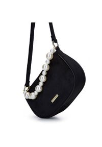 Wittchen - Damska torebka welurowa z perłami. Kolor: czarny. Wzór: aplikacja. Styl: elegancki, wizytowy. Rodzaj torebki: na ramię #2