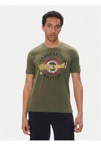 Aeronautica Militare T-Shirt 251TS2414J641 Khaki Regular Fit. Kolor: brązowy. Materiał: bawełna