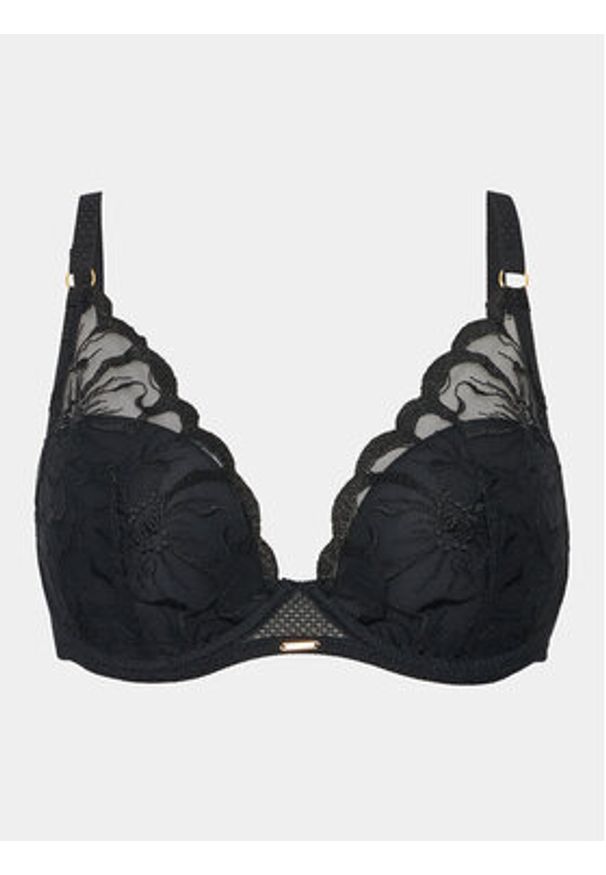 Chantelle Biustonosz z fiszbiną Fleurs C12M20 Czarny. Kolor: czarny. Materiał: syntetyk