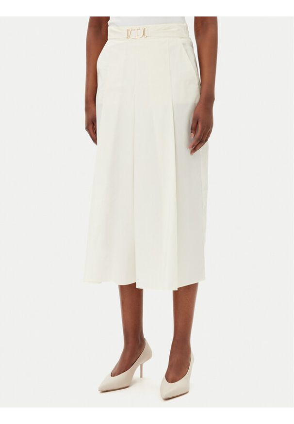 TwinSet - TWINSET Spódnica trapezowa 251TT202C Beżowy Regular Fit. Kolor: beżowy. Materiał: bawełna